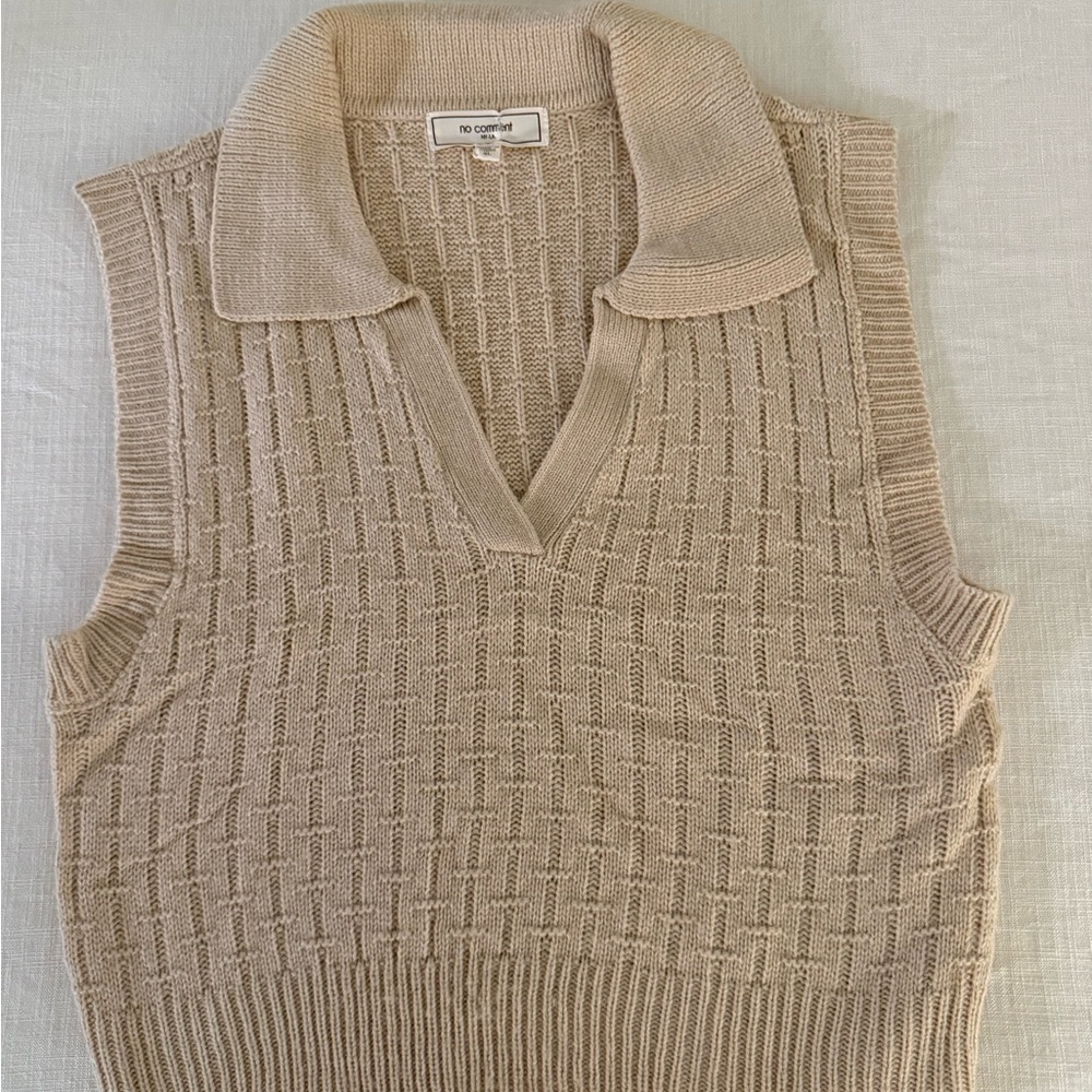 Beige V-Neck Sweater Vest